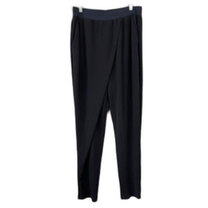Cinq A Sept wrap front elastic waist trouser pant  XL Black High Rise Tapered